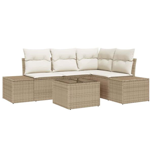 vidaXL Tuin Sofa Set 5 pcs Beige poly rattan