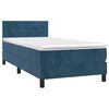 vidaXL Boxspring met matras en LED fluweel donkerblauw 90x200 cm