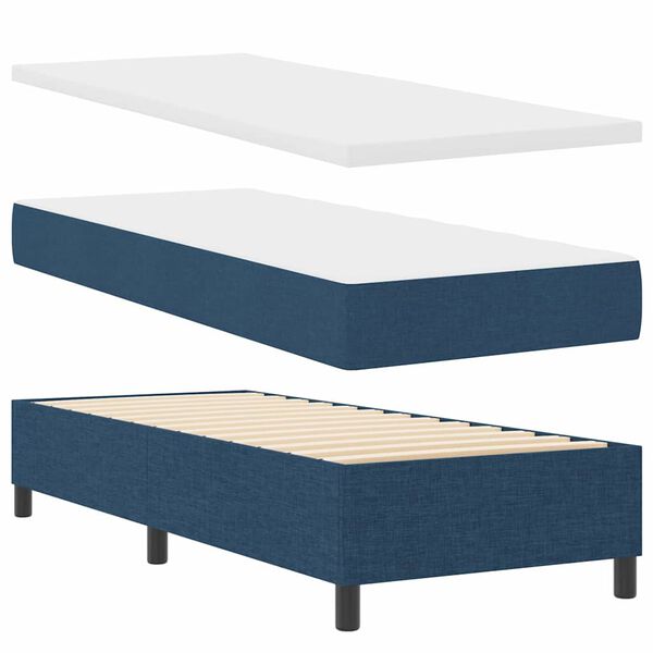 vidaXL Boxspringbed met matras met hoofdeinde Blauw 80 x 200 cm Stof