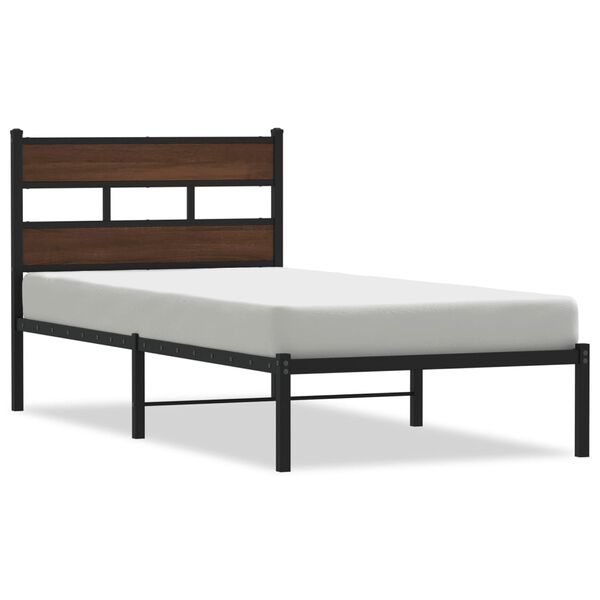 vidaXL Bedframe met hoofdbord zonder matras bruin eikenkleur 90x190 cm