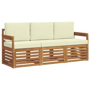 vidaXL Sofa-Sets 3 pcs Natuurlijk en Cr&egrave;me Massief Acaciahout