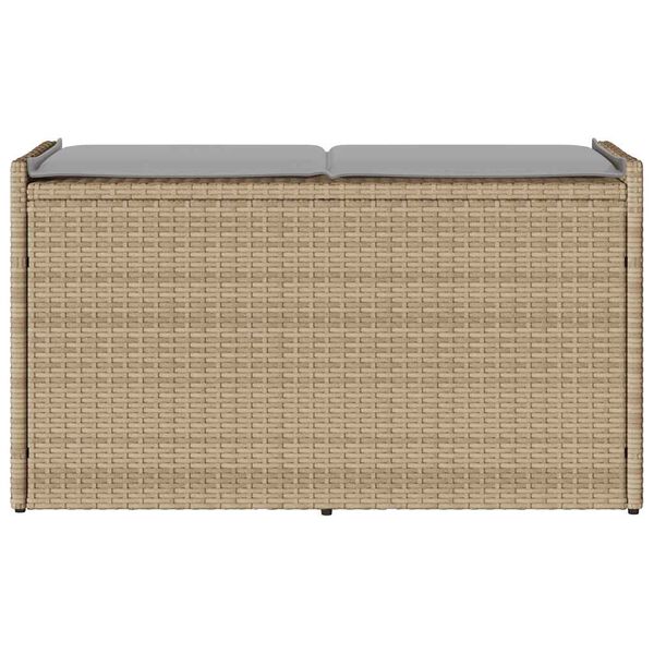 vidaXL Opbergbank met kussen voor buiten 100 cm poly rattan beige