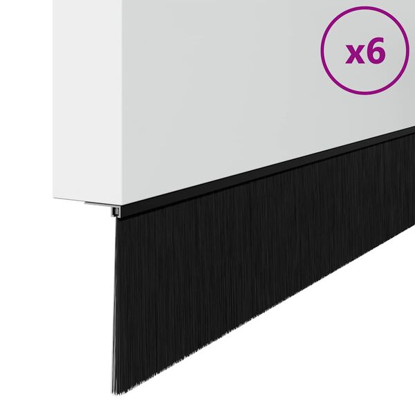 vidaXL Zelfklevende Deurborstels 6 pcs Zwart 100 cm Aluminium Legering
