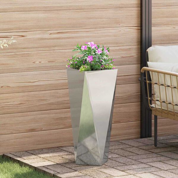 vidaXL Plantenbak Zilver 30 x 30 x 75 cm Gegalvaniseerd staal