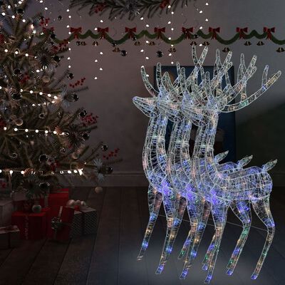 vidaXL Kerstdecoratie rendier XXL 3 st 250 LED meerkleurig 180cm acryl