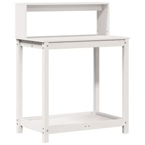 vidaXL Oppottafel met schappen 82,5x50x109,5 cm massief grenenhout wit