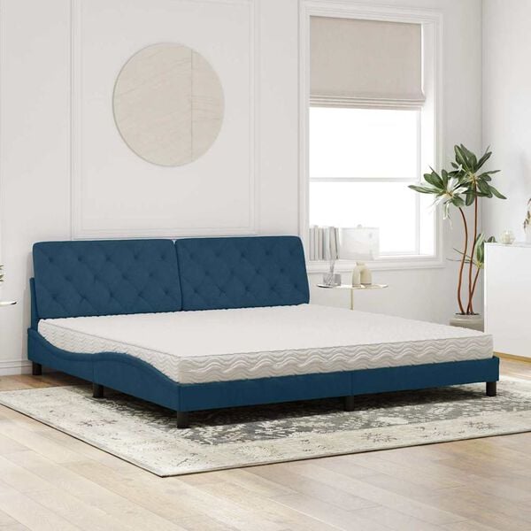 vidaXL Bed met matras fluweel blauw 200x200 cm