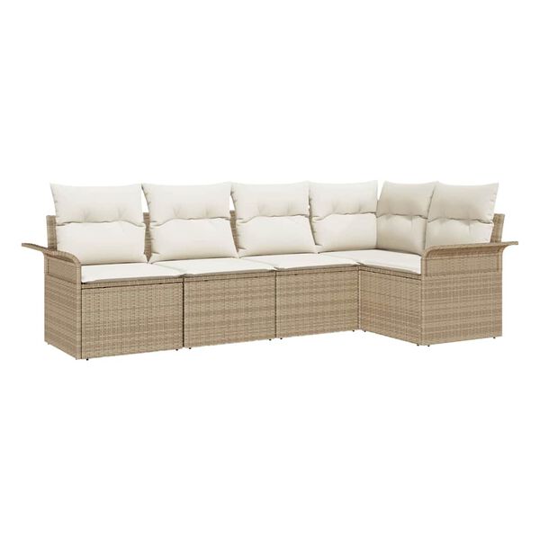 vidaXL Tuin Sofa Set met kussen 5 pcs poly rattan