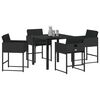 vidaXL Tuin eettafelset 5 pcs Zwart poly rattan