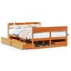 vidaXL Bedframe zonder matras massief grenenhout wasbruin 135x190 cm