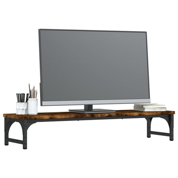 vidaXL Monitorstandaard 85x23x15,5 cm bewerkt hout gerookt eikenkleur
