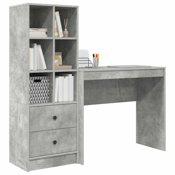 vidaXL Bureau met lade 2 pcs Beton Grijs