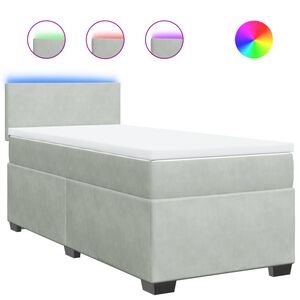 vidaXL Boxspring met matras fluweel lichtgrijs 80x200 cm