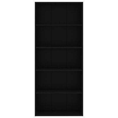 vidaXL Boekenkast met 5 schappen 80x30x189 cm spaanplaat zwart