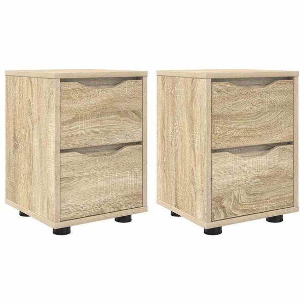 vidaXL Nachtkastjes 2 pcs Sonoma Eiken 30,5 x 30 x 43 cm Bewerkt hout