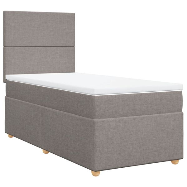 vidaXL Boxspring met matras stof taupe 90x200 cm
