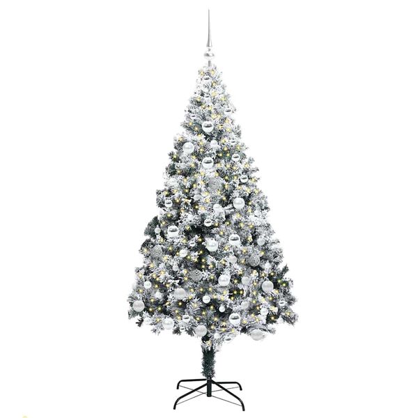 vidaXL Kunstkerstboom met 300 LED Wit 180 cm PVC en Staal en Kunststof