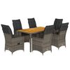vidaXL 7-delige Tuinset met kussens poly rattan grijs