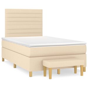 vidaXL Boxspring met matras stof cr&egrave;mekleurig 120x200 cm