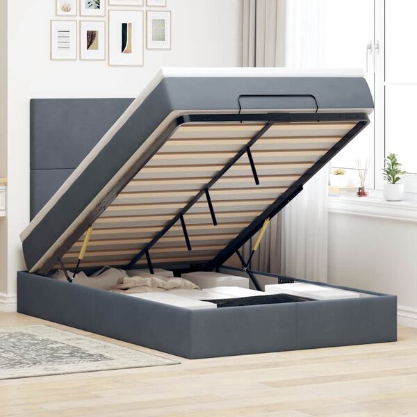 vidaXL Ottoman bed met matrassen en LED's 120x200cm fluweel
