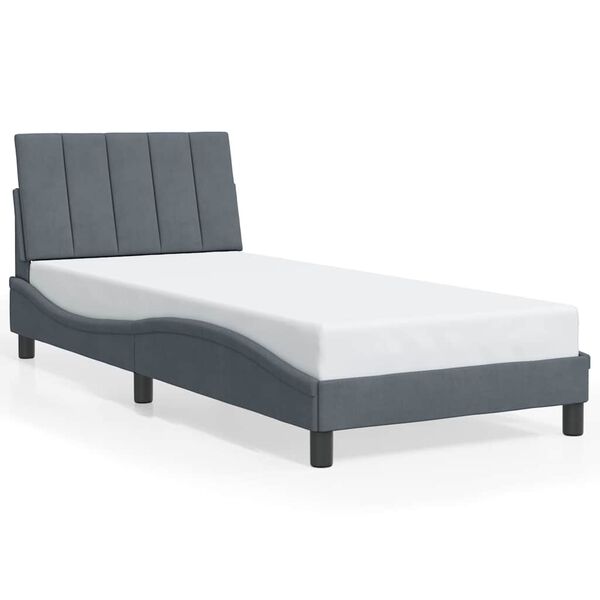 vidaXL Bedframe zonder matras "Hanko" 90x200 cm fluweel donkergrijs