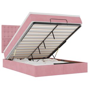 vidaXL Ottoman bed met matrassen en LED's 140x190cm fluweel roze