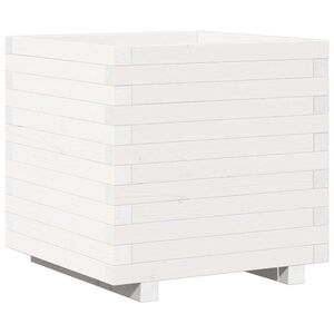 vidaXL Plantenbak 50x50x49,5 cm massief grenenhout wit