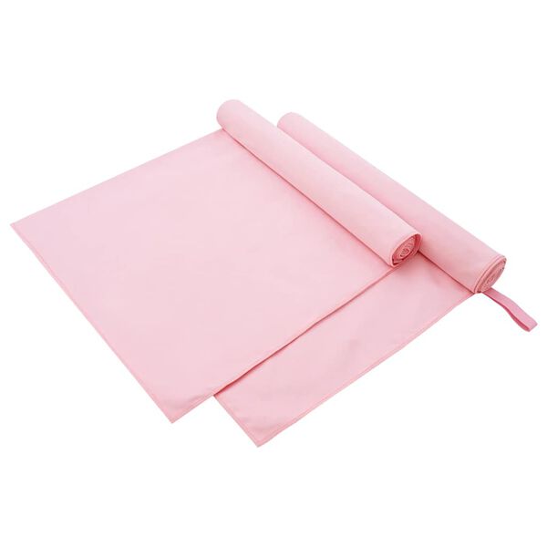 vidaXL Sporthanddoeken 2 pcs Roze 180 x 90 cm Polyester en polyamide