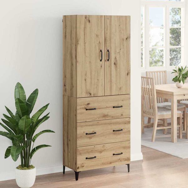 vidaXL Highboard Artisan Eiken 69,5 x 34 x 180 cm Bewerkt hout