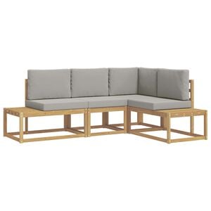 vidaXL Buiten bankenset 3 Stuk Wit en Lichtgrijs Polyester