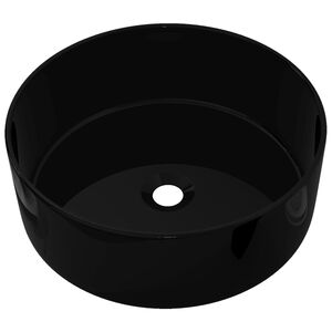 vidaXL Wastafel rond 40x15 cm keramiek zwart