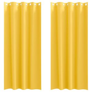 vidaXL Zwart-out Gordijnen met Ringen 2 pcs Mosterdgeel 245 x 140 cm
