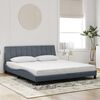 vidaXL Bedframe met LED zonder matras "Hanko" fluweel donkergrijs 180x200 cm