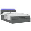 vidaXL Bed poef met matras en LED's stof 140x190 cm donkergrijs