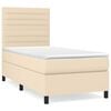 vidaXL Boxspring met matras stof cr&egrave;mekleurig 90x200 cm