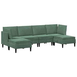 vidaXL Woonkamer Meubelset met kussen 6 pcs Zeegroen Fluweel