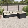 vidaXL 10-delige Loungeset met kussens poly rattan zwart