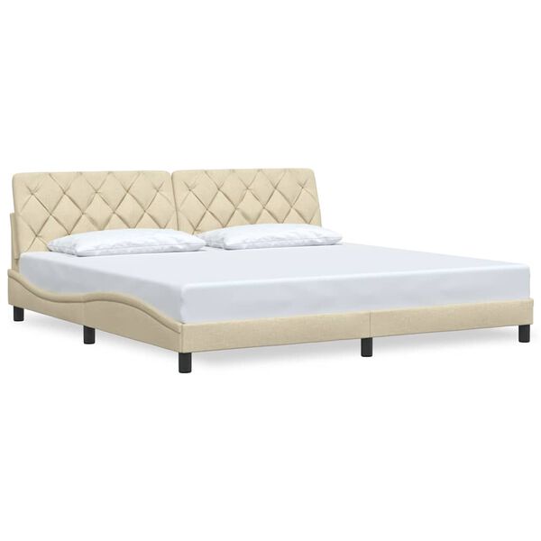 vidaXL Bedframe zonder matras stof cr&egrave;mekleurig 200x200 cm