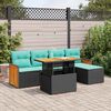vidaXL 6-delige Loungeset met kussens poly rattan acacia zwart