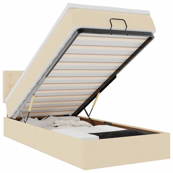 vidaXL Ottoman bed met matras en LED's 100x200 cm stof cr&egrave;mekleurig