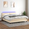 vidaXL Boxspring met matras en LED stof cr&egrave;mekleurig 180x200 cm