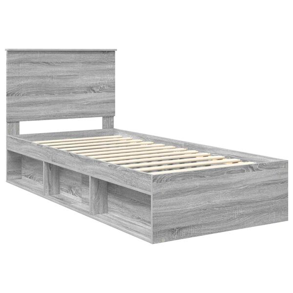 vidaXL Bedframe Grijs Sonoma 90 x 200 cm Massief grenenhout
