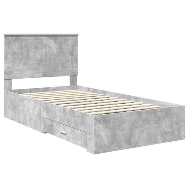 vidaXL Bedframe met hoofdeinde Beton Grijs 100 x 200 cm Bewerkt hout