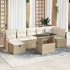 vidaXL Tuin Sofa Set met kussen met opslag 8 pcs Beige Poly riet