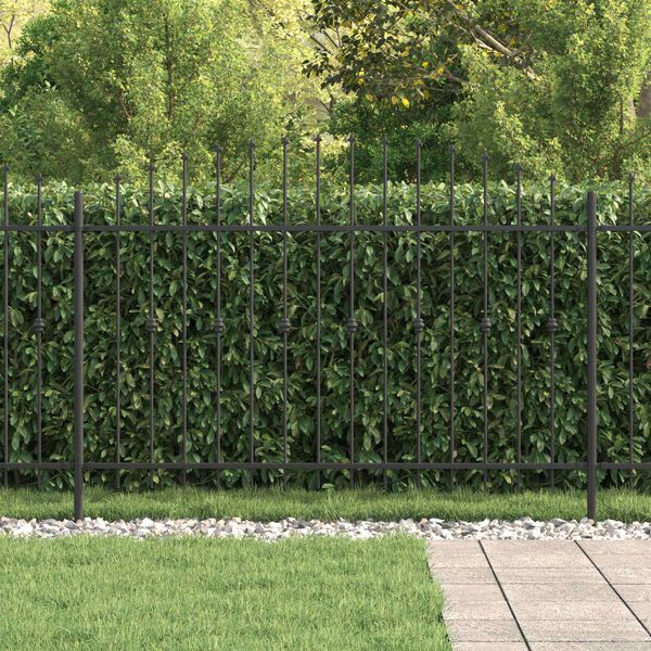 vidaXL Spike Fence Zwart 200 x 130 cm Gepoedercoat staal
