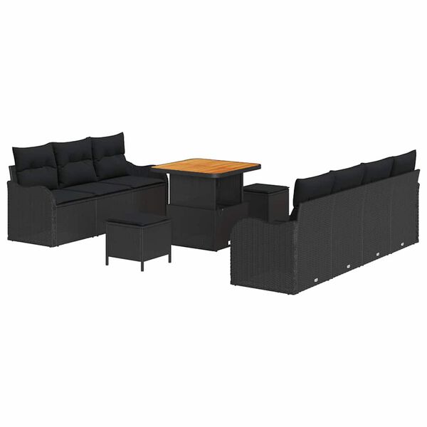 vidaXL Tuin Sofa Set met kussen met opslag 10 pcs Zwart