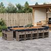 vidaXL 15-delige Tuinset met kussens poly rattan grijs