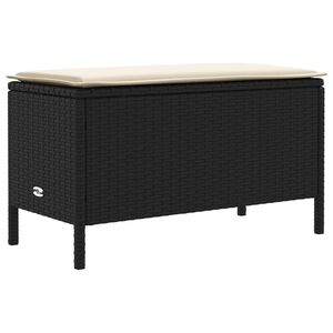 vidaXL Tuinvoetenbank Zwart en Cr&egrave;me 80 x 38 x 45 cm PE Rattan