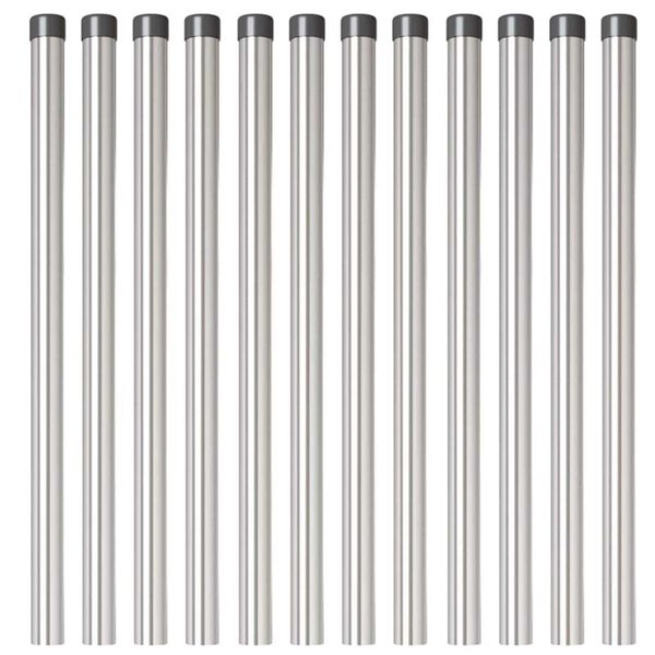 vidaXL Hekpalen 12 pcs Zilver 60 cm Poedergecoat staal