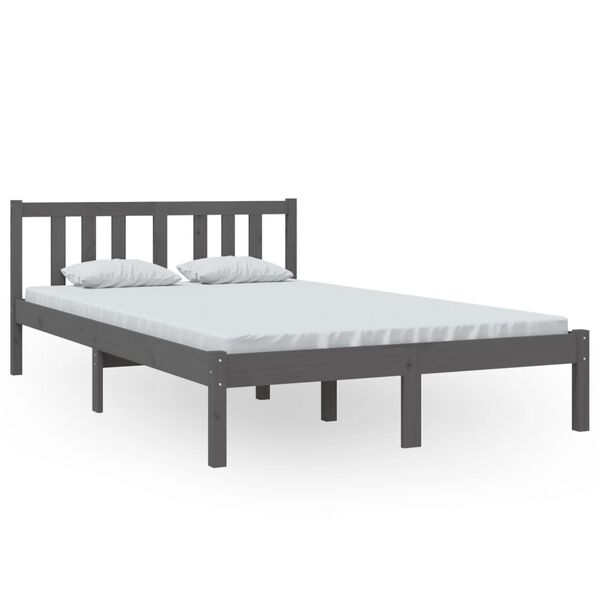 vidaXL Bedframe massief hout grijs 120x200 cm